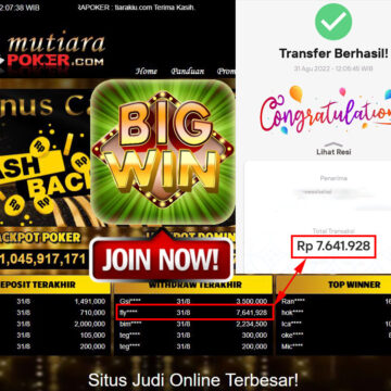 Bukti Withdraw (7.641.928,- ) Member Setia Mutiarapoker