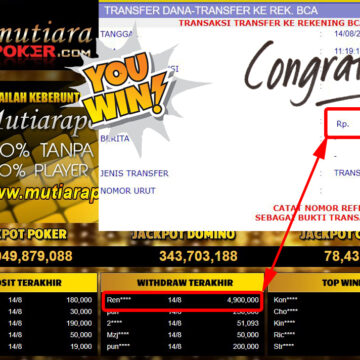 Bukti Withdraw ( 4.900.000,- ) Member Setia Mutiarapoker