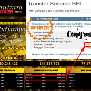 Bukti Withdraw ( 4.555.555,- ) Member Setia Mutiarapoker