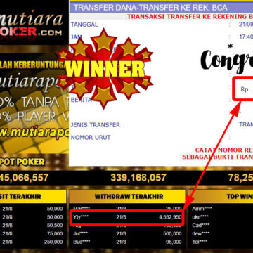 Bukti Withdraw ( 4.552.950,- ) Member Setia Mutiarapoker