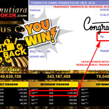 Bukti Withdraw ( 5.449.480,- ) Member Setia Mutiarapoker