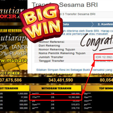 Bukti Withdraw ( 12.392.000.- ) Member Setia Mutiarapoker