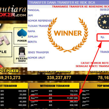 Bukti Withdraw ( 11.097.500..- ) Member Setia Mutiarapoker