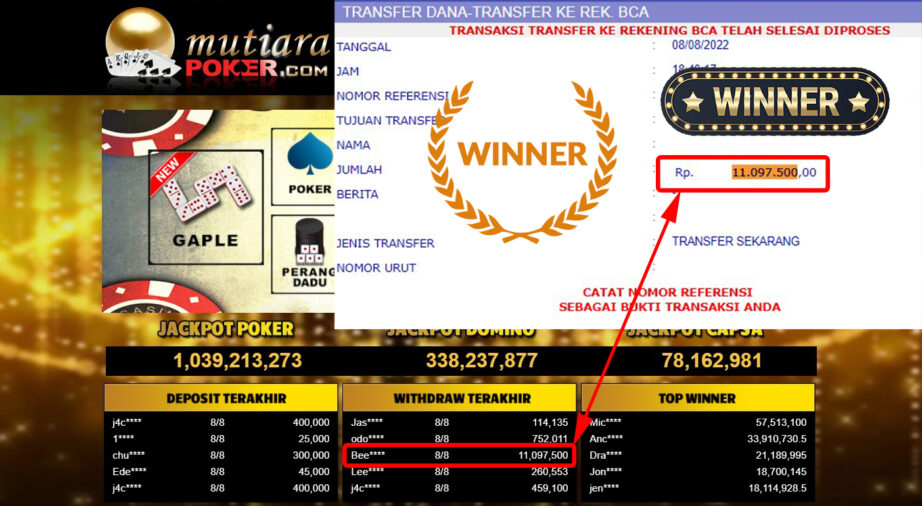 Bukti Withdraw ( 11.097.500..- ) Member Setia Mutiarapoker