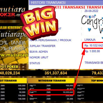 Bukti Withdraw ( 10.533.642,- ) Member Setia Mutiarapoker