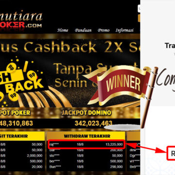 Bukti Withdraw ( 13.225.000,- ) Member Setia Mutiarapoker