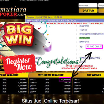 Bukti Withdraw ( 15.000.000,- ) Member Setia Mutiarapoker