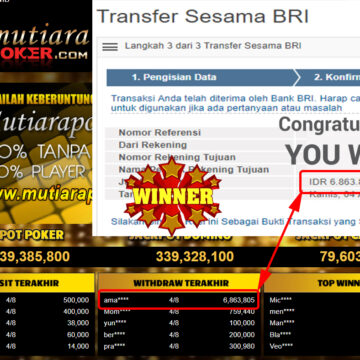 Bukti Withdraw ( 6.863.805.- ) Member Setia Mutiarapoker