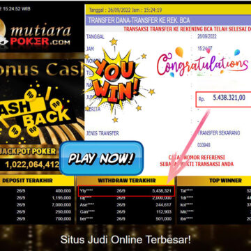 Bukti Withdraw (5.438.321- ) Member Setia Mutiarapoker