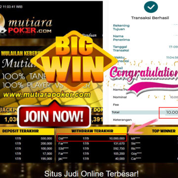 Bukti Withdraw (10.000.000,- ) Member Setia Mutiarapoker