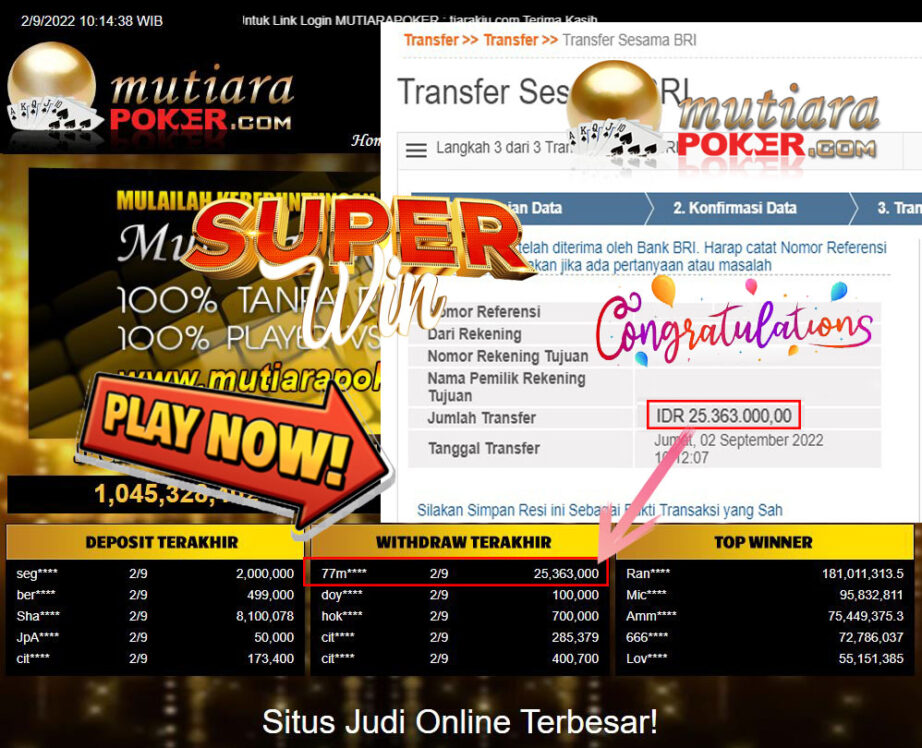 Bukti Withdraw ( 25.363.000,- ) Member Setia Mutiarapoker