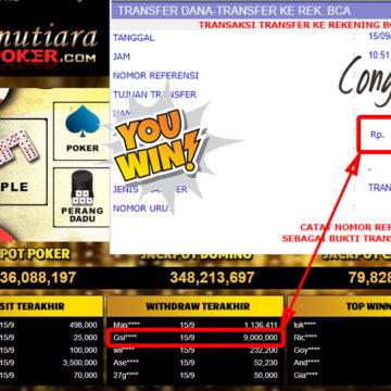 Bukti Withdraw (9.000.000,- ) Member Setia Mutiarapoker