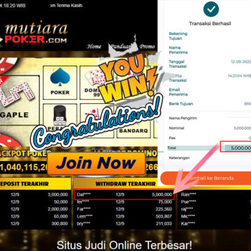 Bukti Withdraw (5.000.000,- ) Member Setia Mutiarapoker