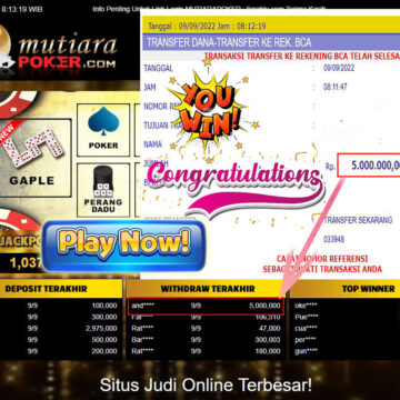 Bukti Withdraw (5.000.000,- ) Member Setia Mutiarapoker