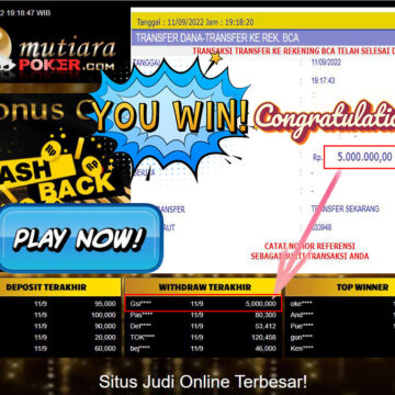 Bukti Withdraw (5.000.000,- ) Member Setia Mutiarapoker