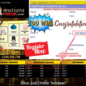 Bukti Withdraw (5.407.000,- ) Member Setia Mutiarapoker