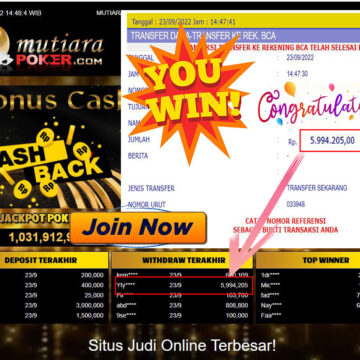 Bukti Withdraw (5.994.205- ) Member Setia Mutiarapoker