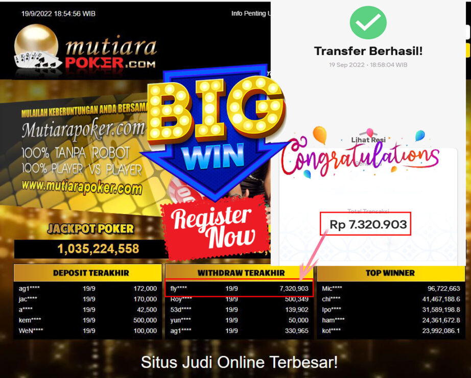 Bukti Withdraw (7.320.903- ) Member Setia Mutiarapoker