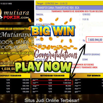 Bukti Withdraw (7.600.944,- ) Member Setia Mutiarapoker