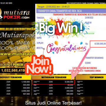 Bukti Withdraw (8.500.000- ) Member Setia Mutiarapoker