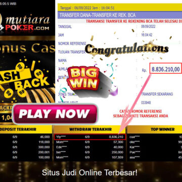 Bukti Withdraw (8.836.210,- ) Member Setia Mutiarapoker