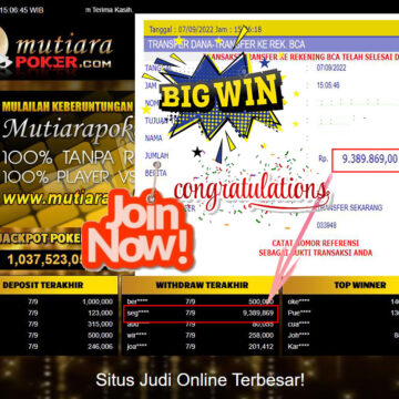 Bukti Withdraw (9.389.869,- ) Member Setia Mutiarapoker