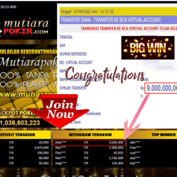 Bukti Withdraw (9.000.000,- ) Member Setia Mutiarapoker