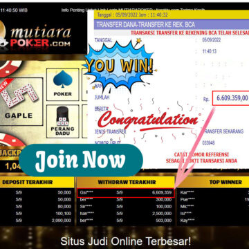 Bukti Withdraw (6.609.359,- ) Member Setia Mutiarapoker