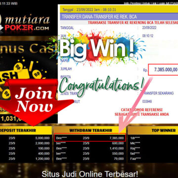 Bukti Withdraw (7.385.000- ) Member Setia Mutiarapoker