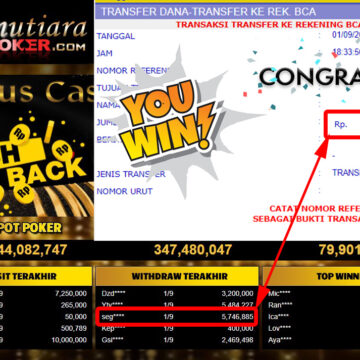 Bukti Withdraw ( 5.746.885,- ) Member Setia Mutiarapoker