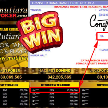 Bukti Withdraw (13.300.000- ) Member Setia Mutiarapoker