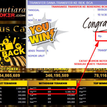 Bukti Withdraw (5.388.702,- ) Member Setia Mutiarapoker