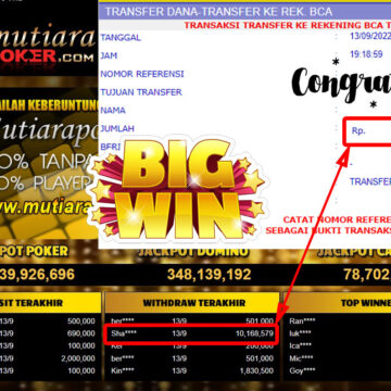 Bukti Withdraw (10.168.579,- ) Member Setia Mutiarapoker