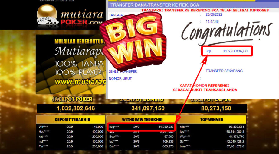 Bukti Withdraw (11.230.036- ) Member Setia Mutiarapoker