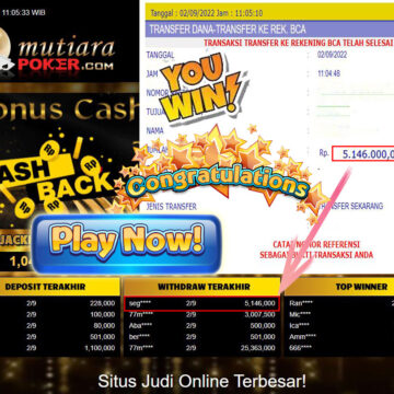 Bukti Withdraw (5.146.000,- ) Member Setia Mutiarapoker