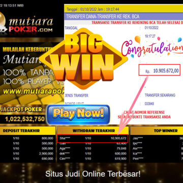 Bukti Withdraw (10.905.672- ) Member Setia Mutiarapoker