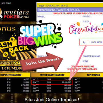 Bukti Withdraw (10.476.887- ) Member Setia Mutiarapoker