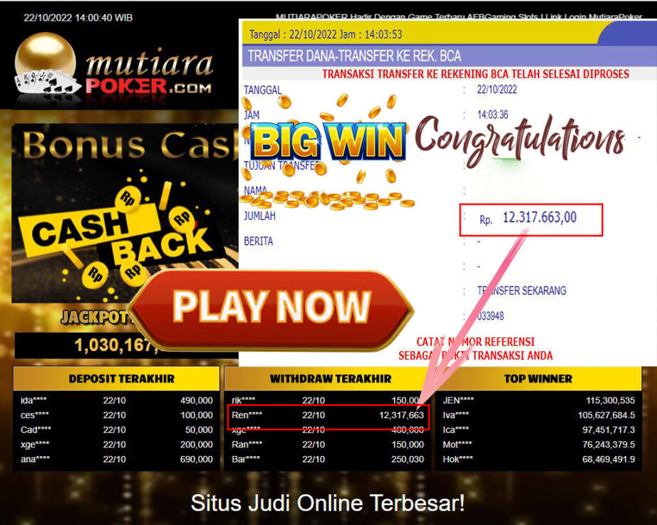 Bukti Withdraw (12.317.663- ) Member Setia Mutiarapoker