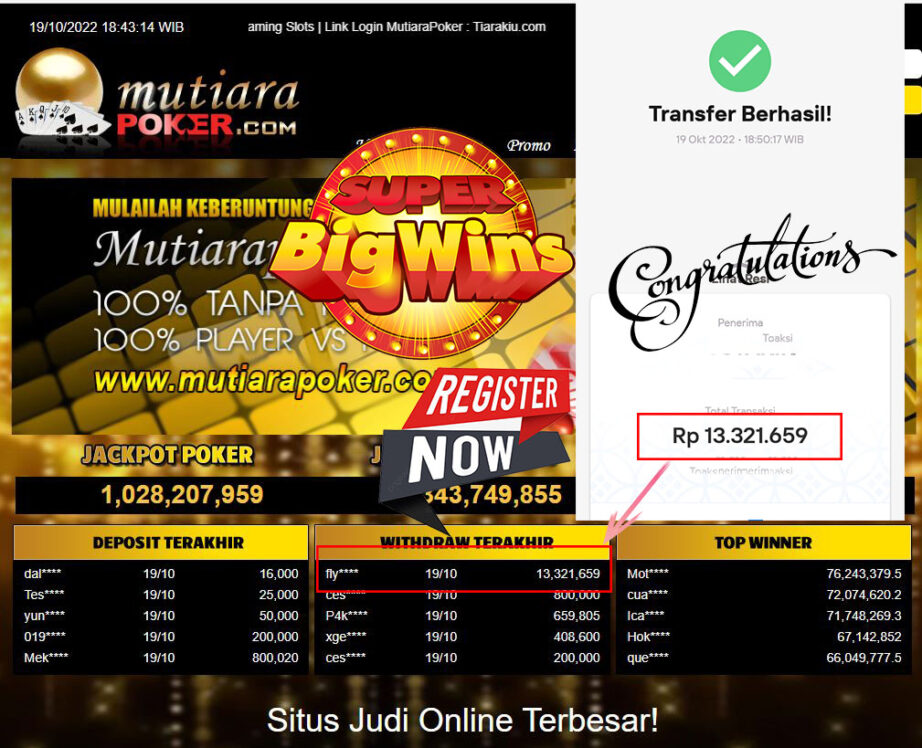 Bukti Withdraw (13.321.659- ) Member Setia Mutiarapoker