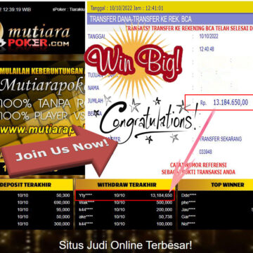 Bukti Withdraw (13.184.650- ) Member Setia Mutiarapoker