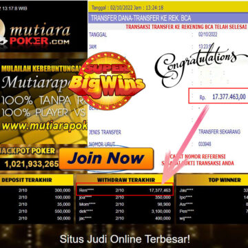 Bukti Withdraw (17.377.463- ) Member Setia Mutiarapoker