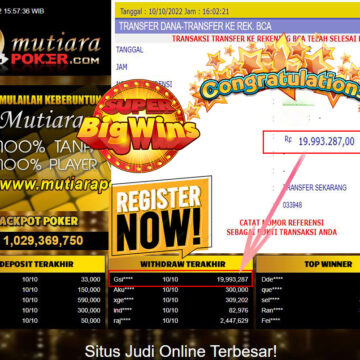 Bukti Withdraw (19.993.287- ) Member Setia Mutiarapoker