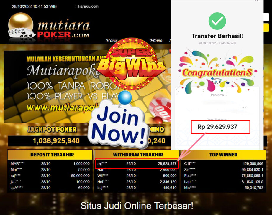 Bukti Withdraw (29.629.937- ) Member Setia Mutiarapoker