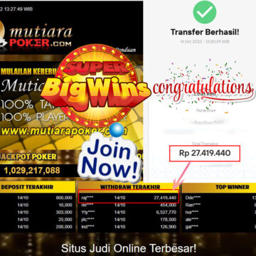 Bukti Withdraw (27.419.440- ) Member Setia Mutiarapoker