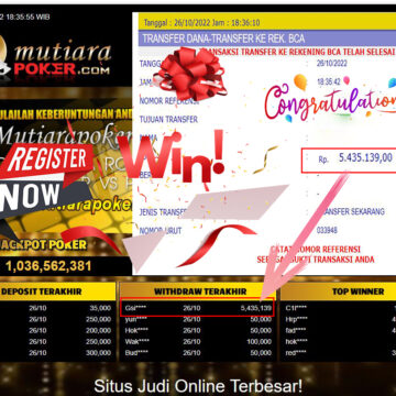 Bukti Withdraw (5.435.139- ) Member Setia Mutiarapoker