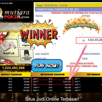 Bukti Withdraw (5.021.451- ) Member Setia Mutiarapoker