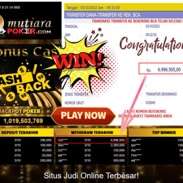 Bukti Withdraw (6.996.505- ) Member Setia Mutiarapoker