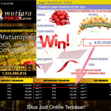 Bukti Withdraw (8.551.334- ) Member Setia Mutiarapoker