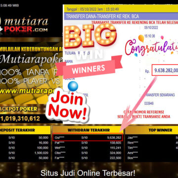 Bukti Withdraw (9.638.282- ) Member Setia Mutiarapoker