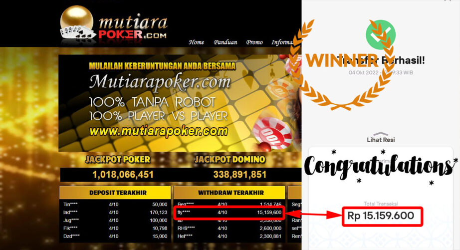 Bukti Withdraw (15.159.600- ) Member Setia Mutiarapoker